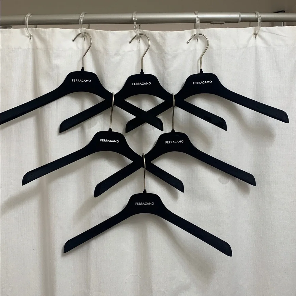 Salvatore Ferragamo Black Velvet Hangers Set of 6